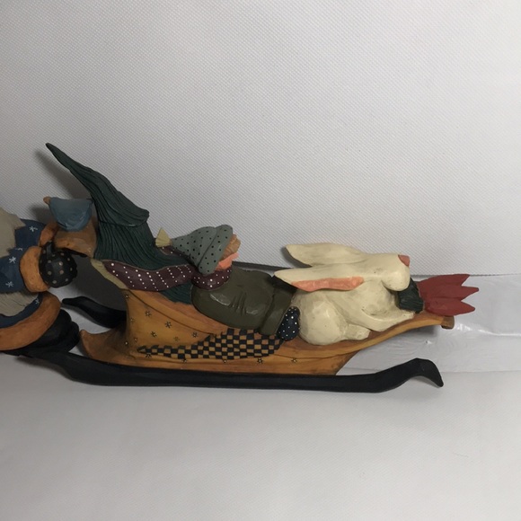 Williraye Studio Brand VTG 1996 SANTA PUSHING SLED Boy Rabbit 2 Locking Pieces - Picture 10 of 15